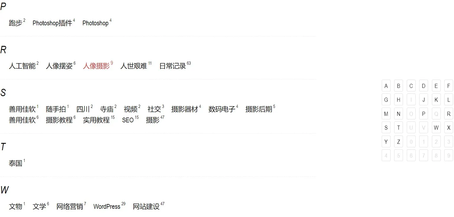 代码实现 WordPress 漂亮的标签归档页面