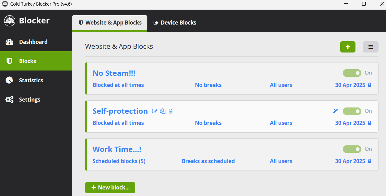 Cold Turkey Blocker Pro 4.6版本界面更好辨认