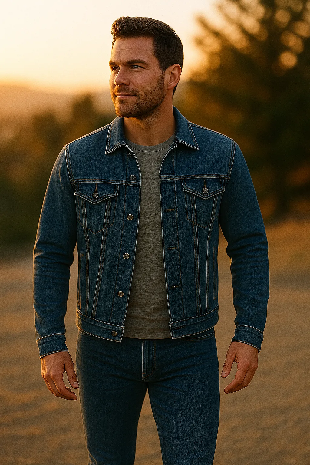 黄金时刻的男士人像