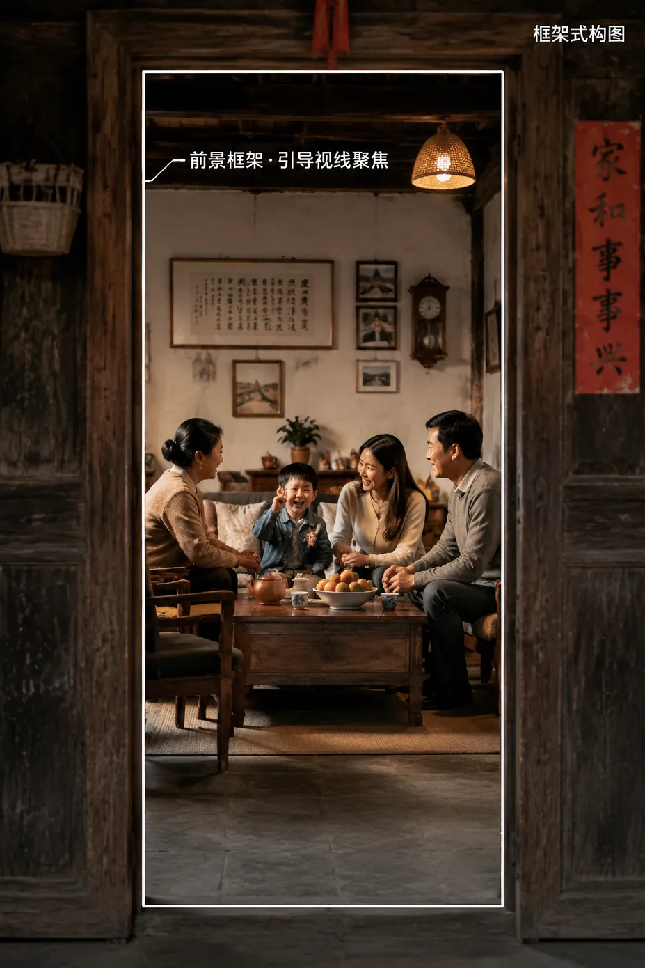 框架式构图会显得很有家庭氛围感