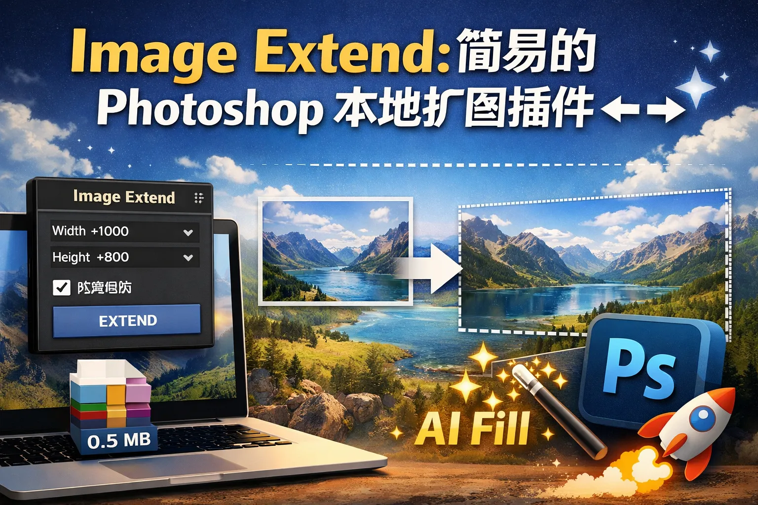 Image Extend:简易的 Photoshop 本地扩图插件 ↔️