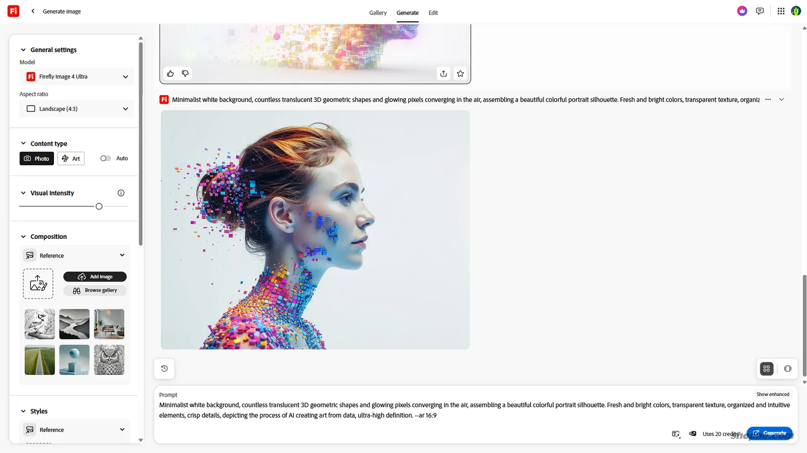 Adobe Firefly 模型除了提示词，还支持很多设置选项，这对于不太会写提示词的朋友来说比较友好