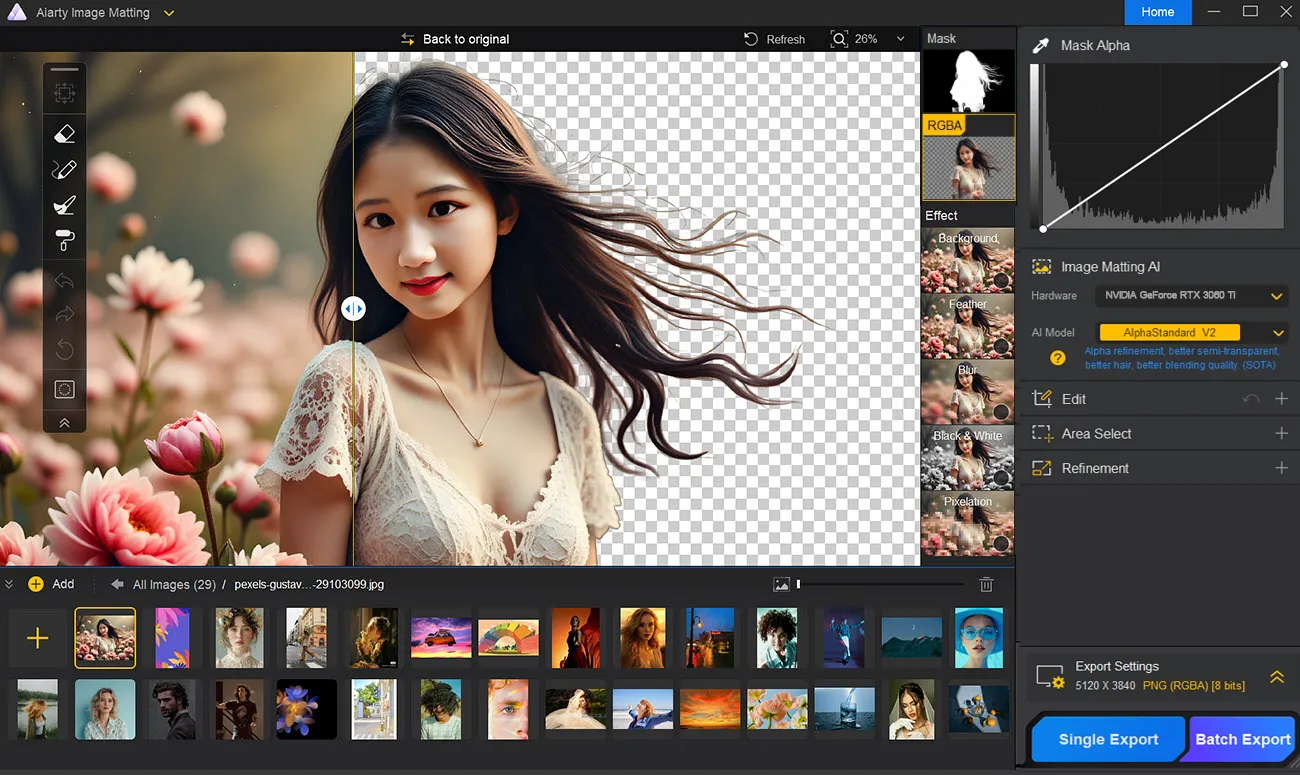Aiarty Image Matting AI 智能抠图:轻松实现精准图像分割