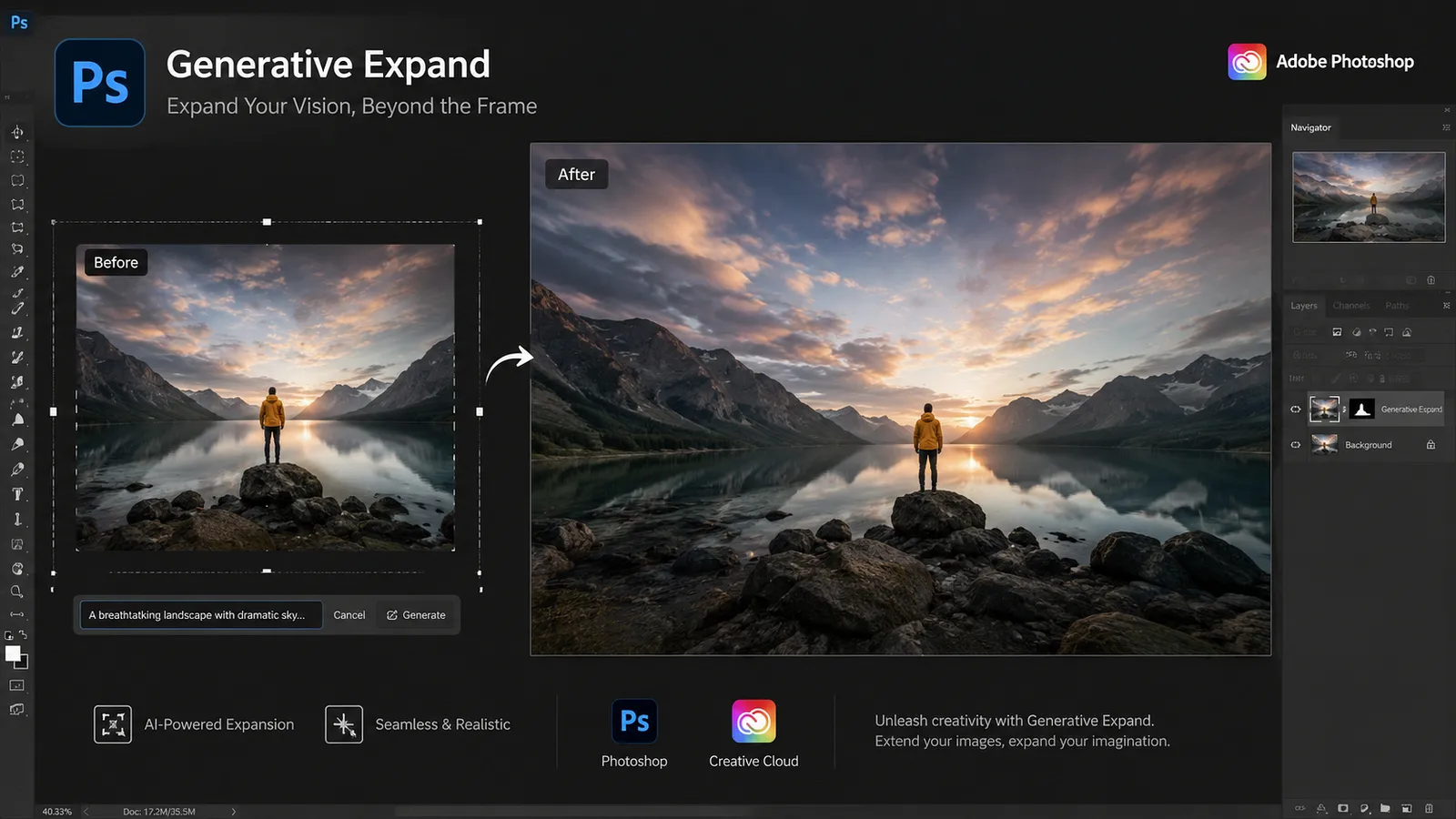 Photoshop Generative Expand 教程:AI 智能扩展画面构图实战详解