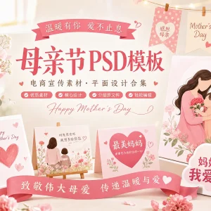 85 款母亲节 PSD 海报模板合集，电商宣传与平面设计素材整套打包
