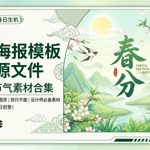 节气系列：100 套春分海报 PSD 格式模板素材🌻