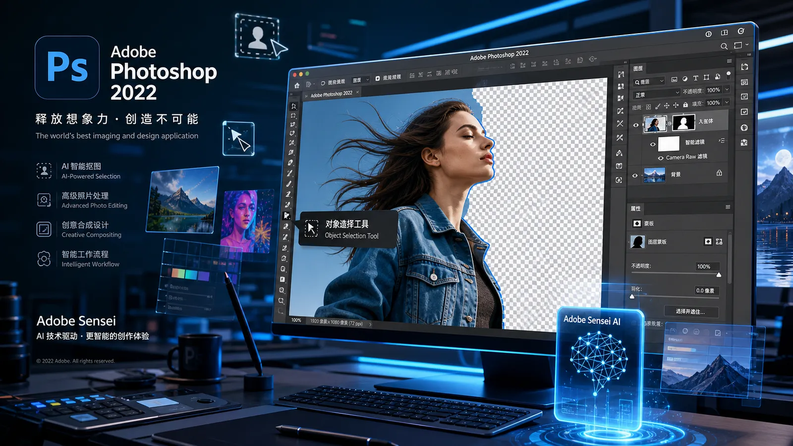 Adobe Photoshop 2022 版中文直装版 + 便携版下载