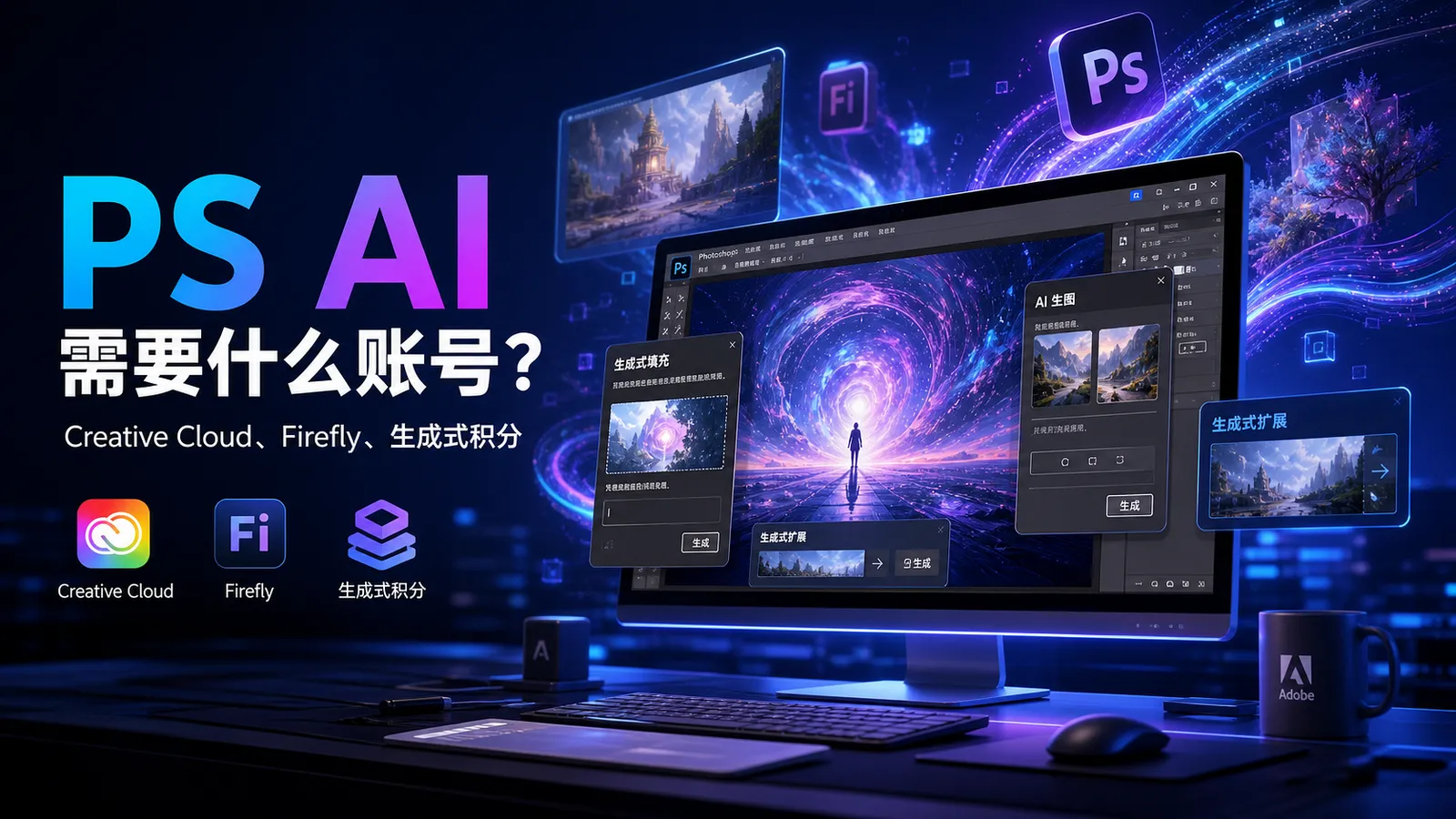 PS AI 需要什么账号?Creative Cloud、Firefly、生成式积分一次讲清