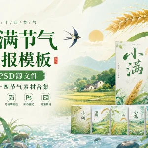 100 套小满节气海报 PSD 格式模板，中国传统节气源文件合集