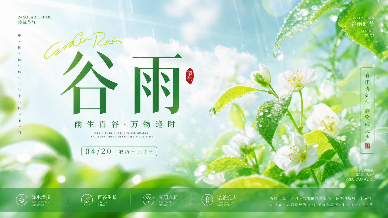 35 款谷雨节气 PSD 海报模板免费下载,轻松设计创意海报