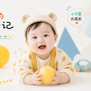 时尚潮拍可爱儿童百天宝宝写真 PSD 背景素材