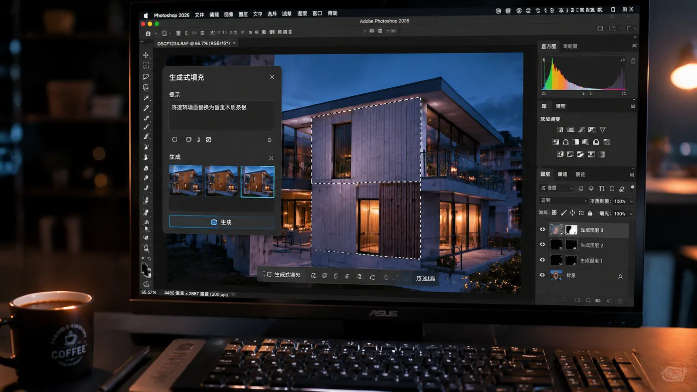 Photoshop 2026 生成式填充完全指南:从选区到成片,一次讲透