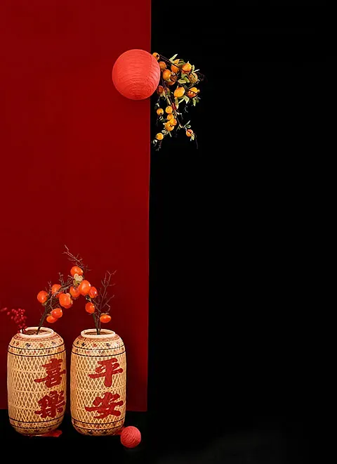 喜庆红色灯笼全家福写真婚纱照 PSD 素材模板