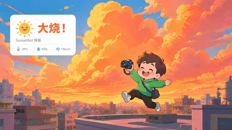 拍火烧云别再靠运气了！SunsetBot 免费工具，提前预判晚霞强度