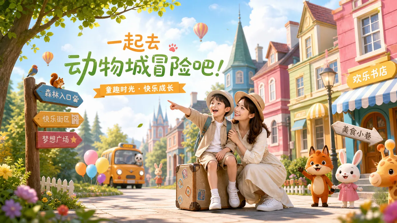 疯狂动物城主题亲子照儿童写真照 PSD 背景素材