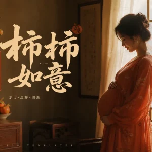 复古柿柿如意孕妇照写真后期背景图 PSD 素材