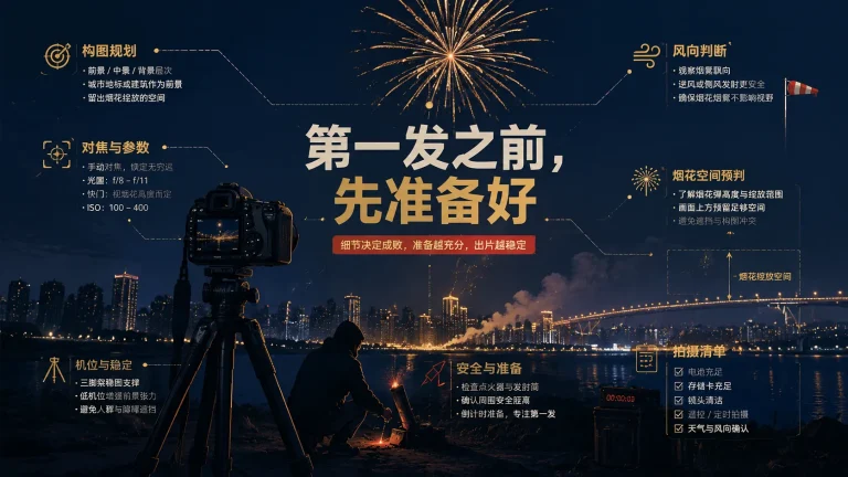 烟花怎么拍：地点、风向、构图和曝光一次讲清