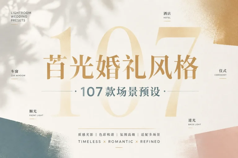 苜光婚礼摄影风格预设大全，107 款 LR 预设按场景直接套用