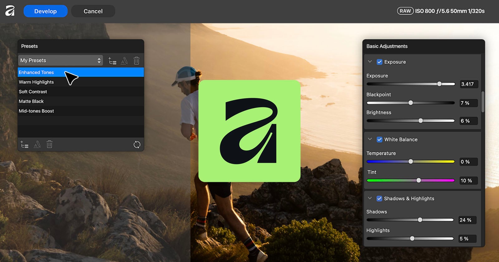 Affinity 3 的 RAW 照片编辑与预设界面