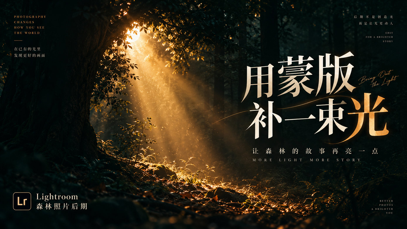 Lightroom 光束效果教程：用蒙版给普通森林照片补上氛围感