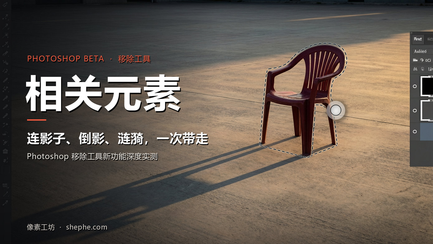Photoshop 移除相关元素工具深度实测:影子、倒影、涟漪一次带走